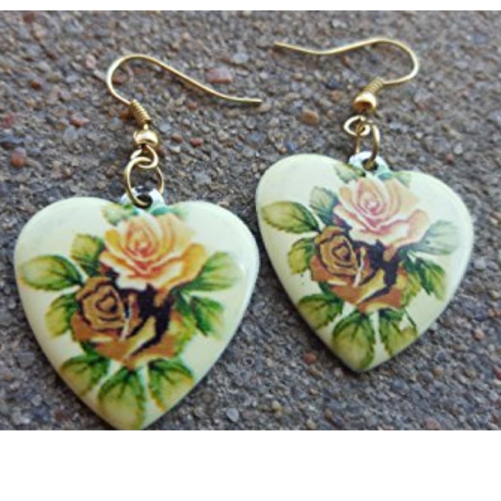Blooming Heart Floral Earrings Handmade Cottagecore